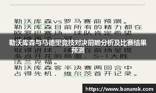 勒沃库森与马德里竞技对决前瞻分析及比赛结果预测